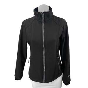 Free Country Women's Black Long Sleeve Full Zip Waterproof Rain Coat Jacket Sz S